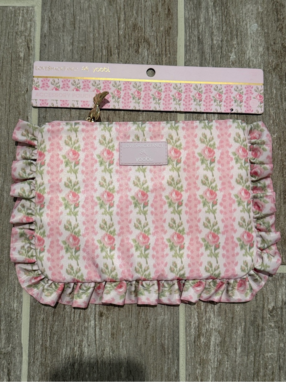LOVESHACKFANCY TARGET YOOBI BLOOMING HEIRLOOM RUFFLE PENCIL CASE MACAROON